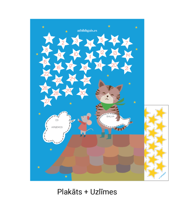 Atbildīgais.es plakāts kalendārs kaķis ar zvaigznēm